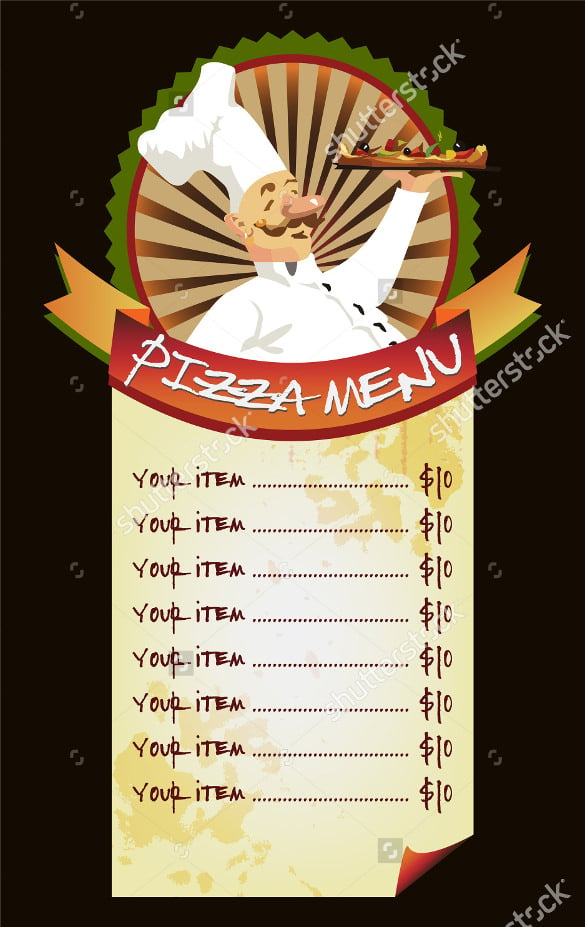 example pizza menu template