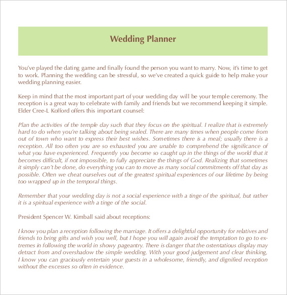 best wedding planner template for download