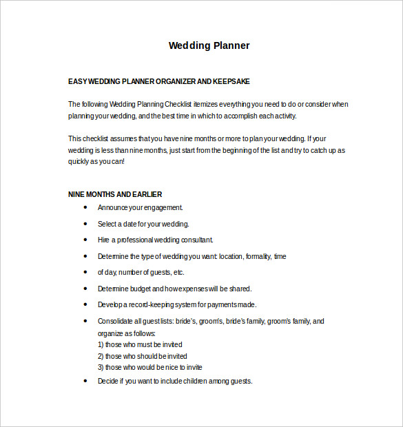 easy to edit wedding planner template download