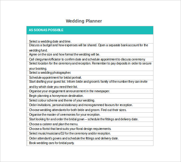 editable wedding planner template download