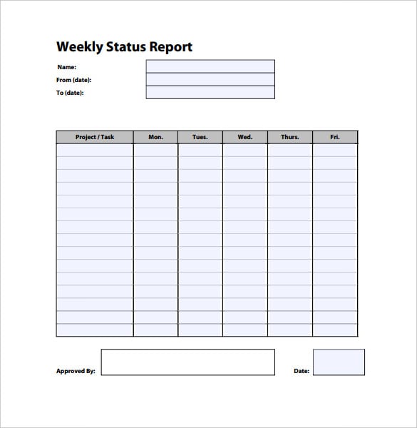 hr weekly status report template pdf printable download