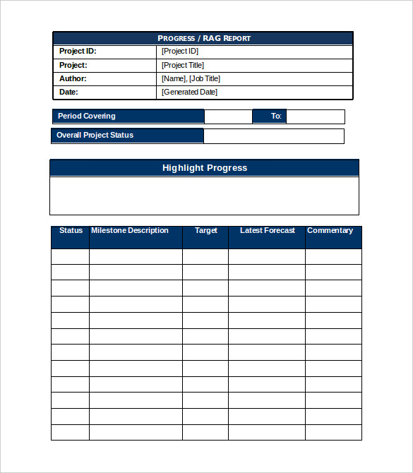 weekly project progress report template word format download