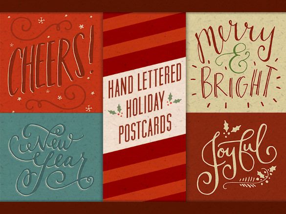 beautiful hand lettered holiday postcard template