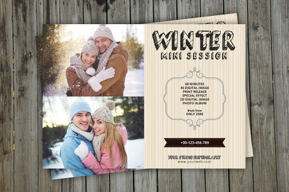 winter holiday mini session postcard template