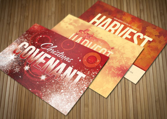 holiday church postcard bundle template