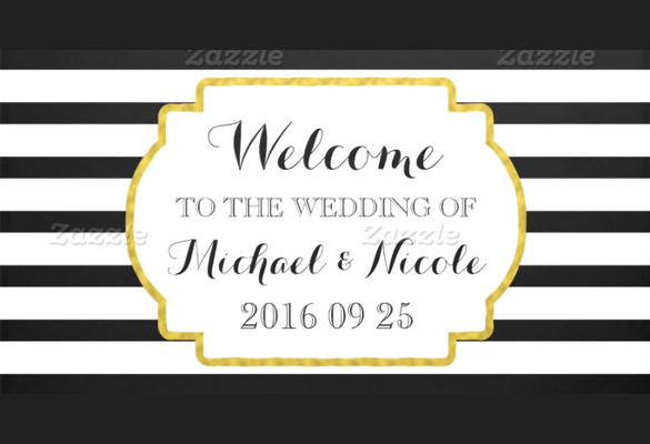 black white stripes gold wedding banner template download
