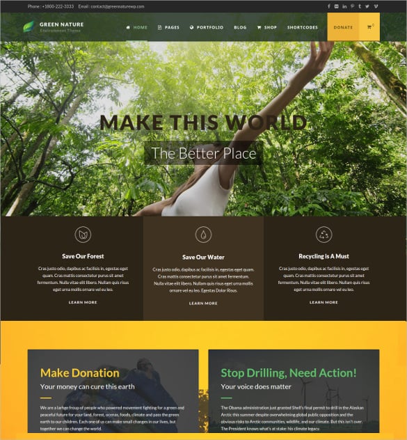 environmental non profit html5 wordpress theme