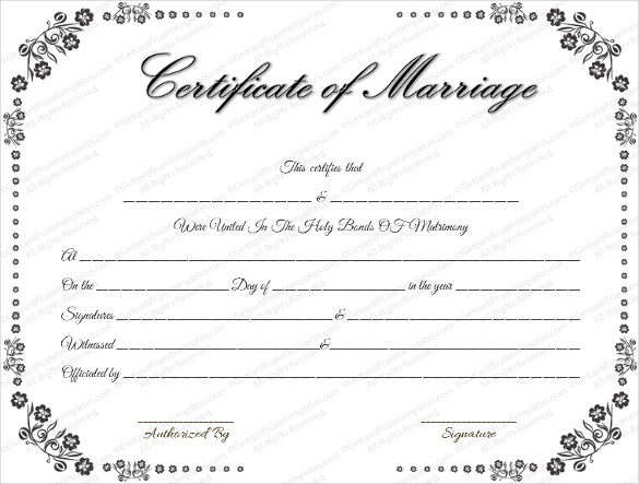 Wedding Certificate Template - 18+ Free PSD, AI, Vector, PDF Format ...