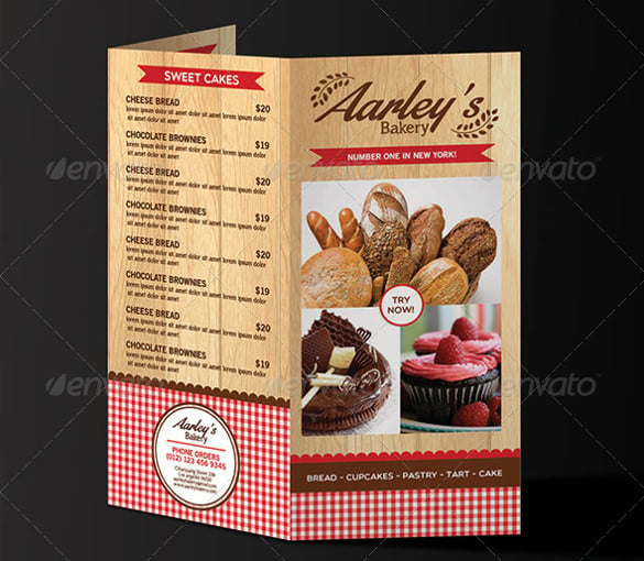 example trifold bakery menu template