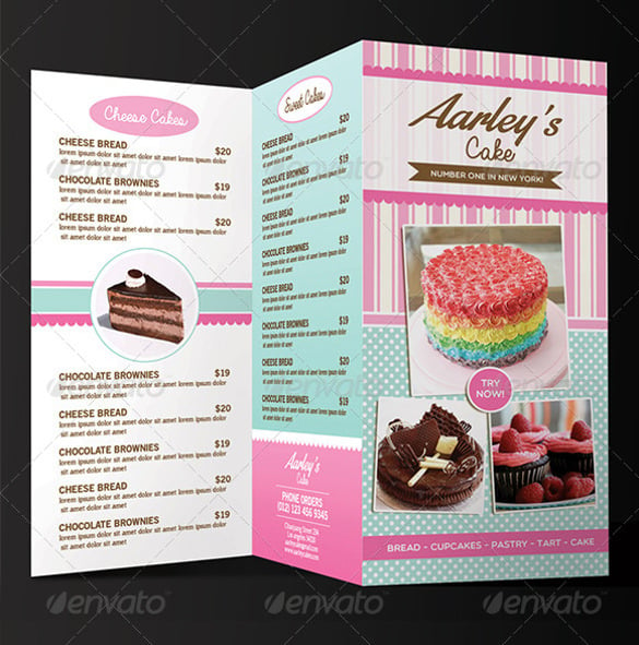 bakery trifold cake menu business card vector eps format download