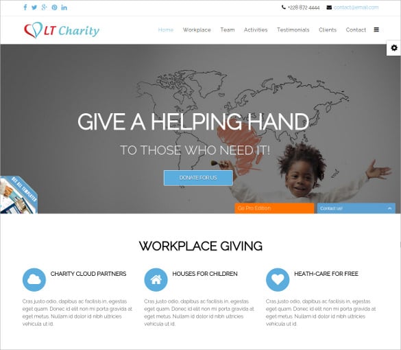 free responsive non profit charity php joomla template
