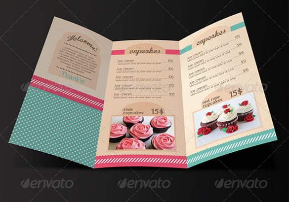 ai illustrator format of trifold bakery cupcakes menu template download