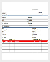 Template for Company Purchase Details Excel Sheet