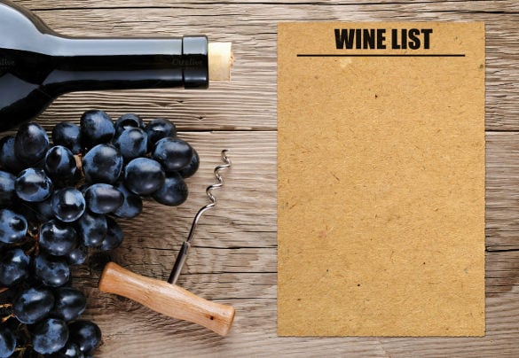 example black grape wine menu list template download