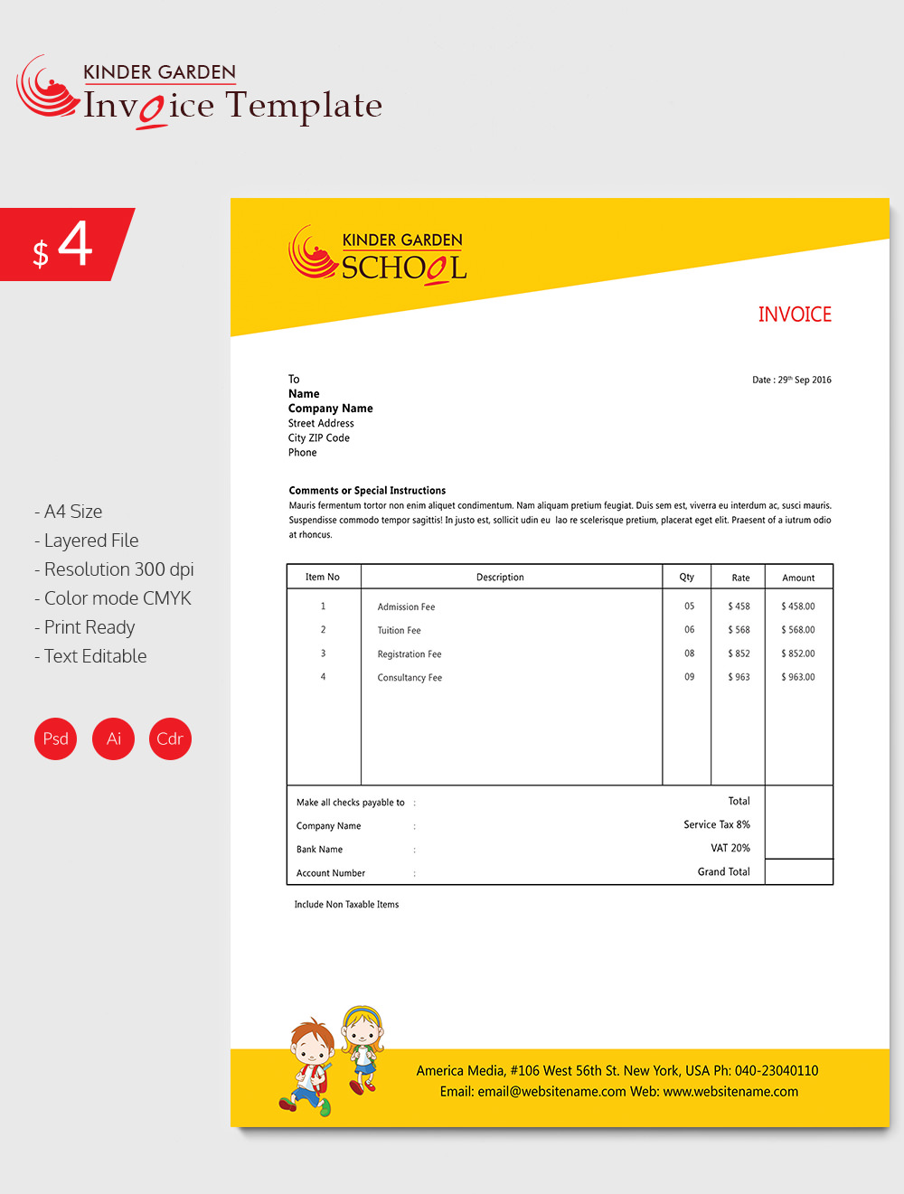 Invoice Template - 41+ Free Word, Excel, PDF, PSD Format 