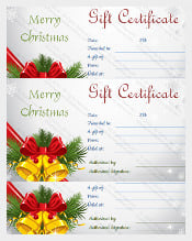 Merry Christmas Holiday Gift Certificate