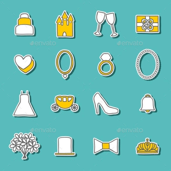 24 Wedding Sticker Template PSD AI Vector EPS