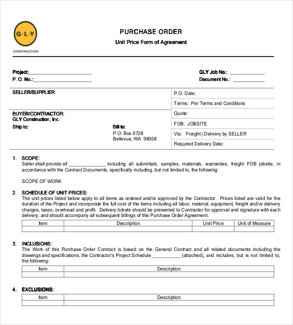 Purchase Order Templates 17+ Free Sample, Example, Format Download