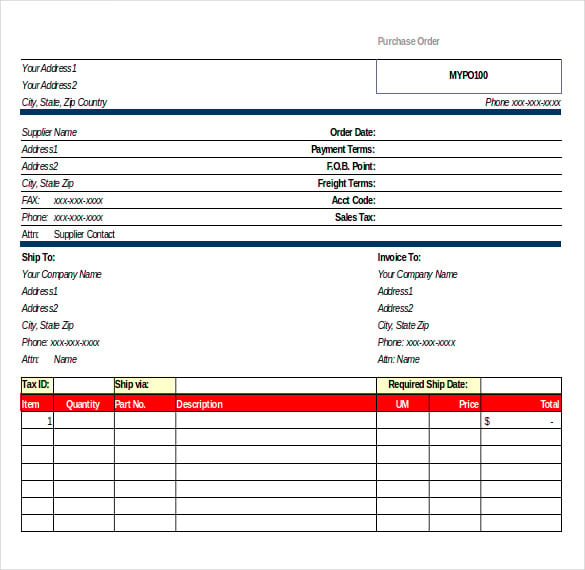 template for company purchase details excel sheet