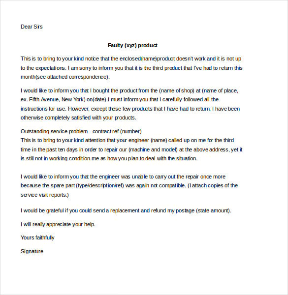 customer complaint letter poor services template1