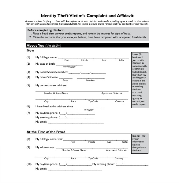 victim report template