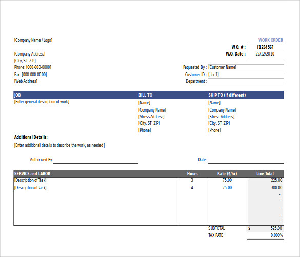 26+ Work Order Templates - Numbers, Pages