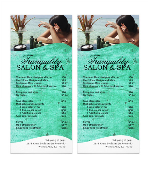 24 Spa Menu Templates Free Sample Example Format Download 