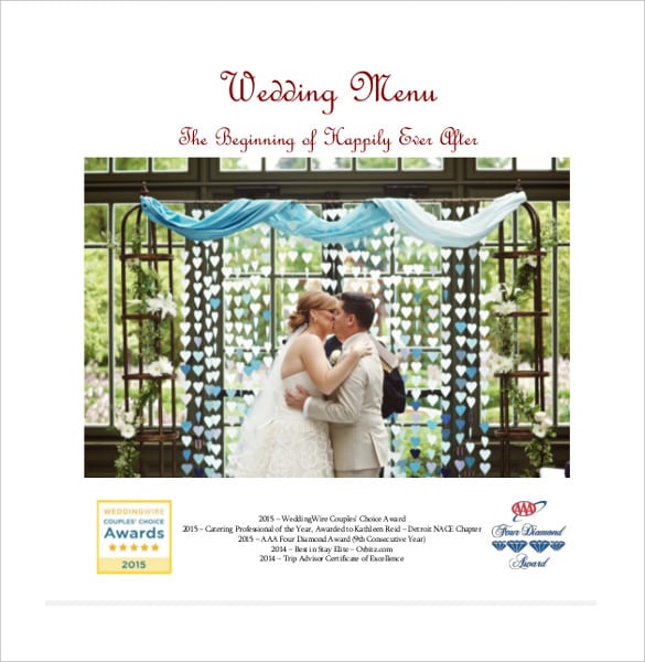 corporate wedding menu template for download