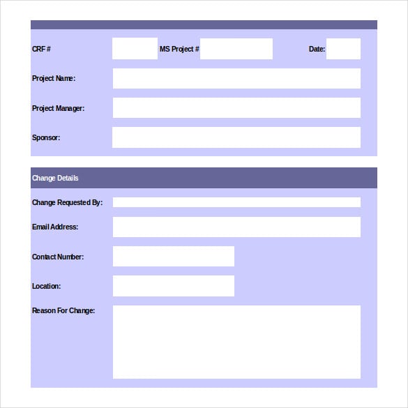 excel project change order request form download1