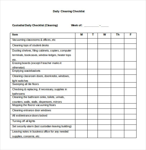 Editable Checklist Template Word