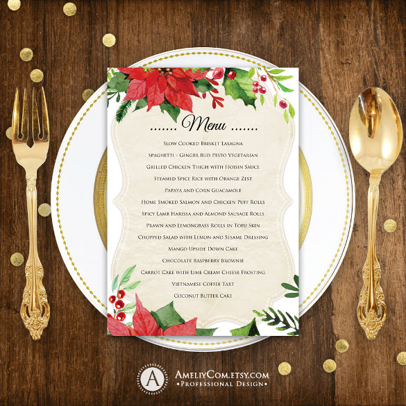 christmas menu templates free download word