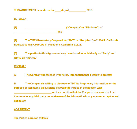 business confidentiality agreement