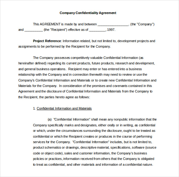 34+ Word Confidentiality Agreement Templates Free Download