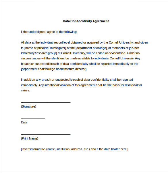 34+ Word Confidentiality Agreement Templates Free Download