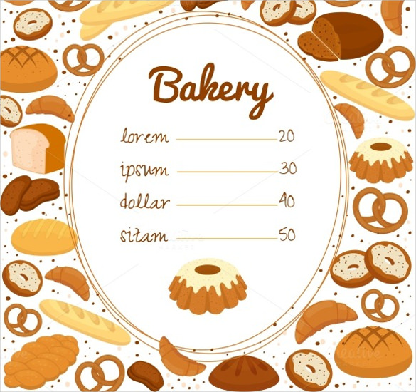 bakery price menu template sample download