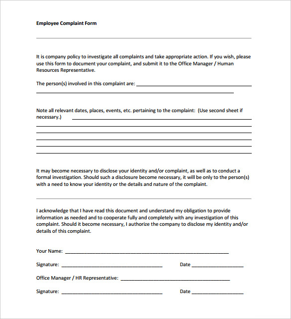 26+ HR Complaint Forms - Free Sample, Example Format