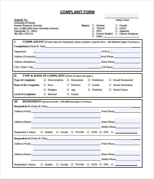 human resource services compaint form free download pdf