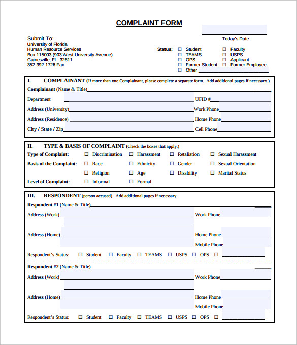 26+ HR Complaint Forms Free Sample, Example Format