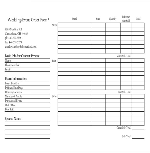 26+ Event Order Templates – MS Excel, MS Word