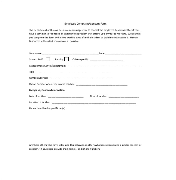 HR Complaint Letter 12+ Free Word, PDF Documents Download
