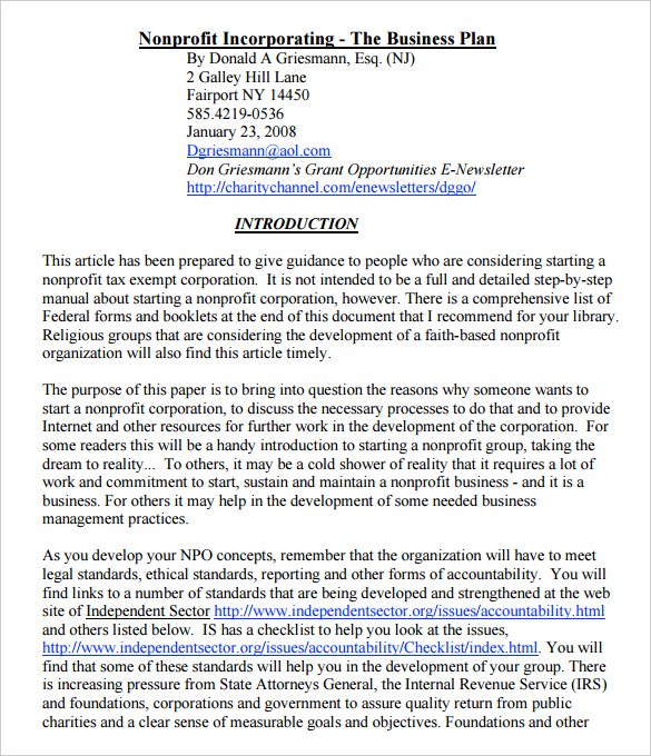 FREE 23+ Non Profit Business Plan Templates in PDF | Google Docs | MS Word | Pages