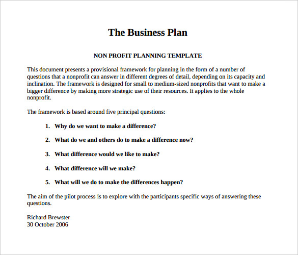 npo business plan sample pdf