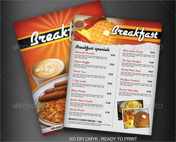 breakfast menu flyer psd format template download