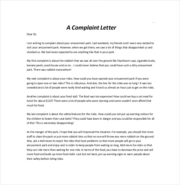 letter of complaint template free download