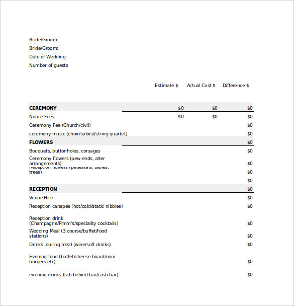 wedding budget template xl sheet download