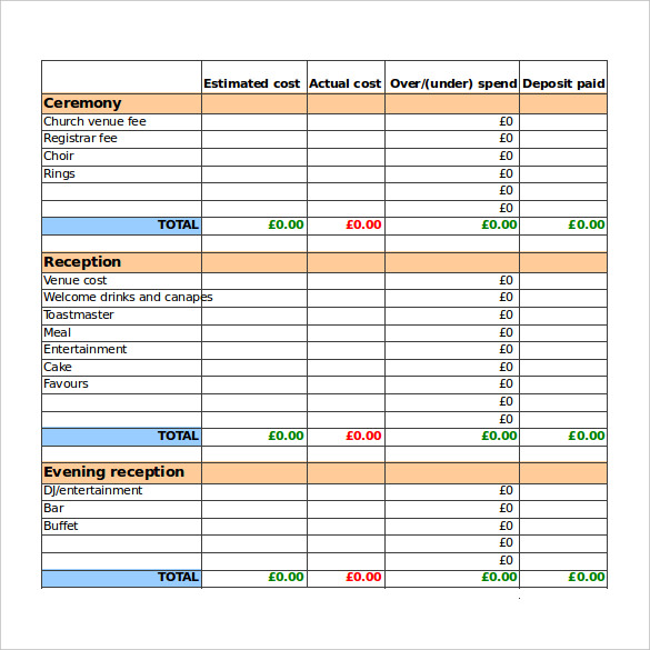 Wedding Budget Template - 16+ Free Word, Excel, PDF Documents Download!