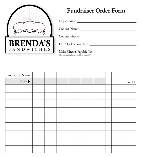 fundraiser blank order form free sample template download