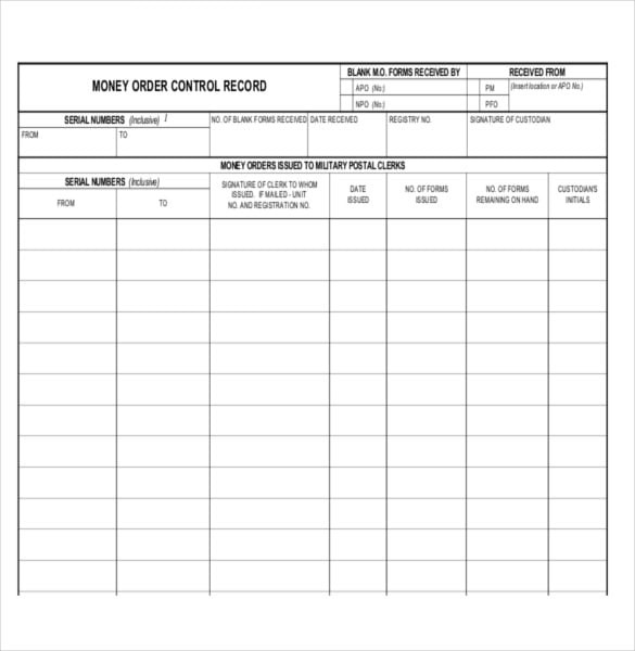an example template for blank money order form