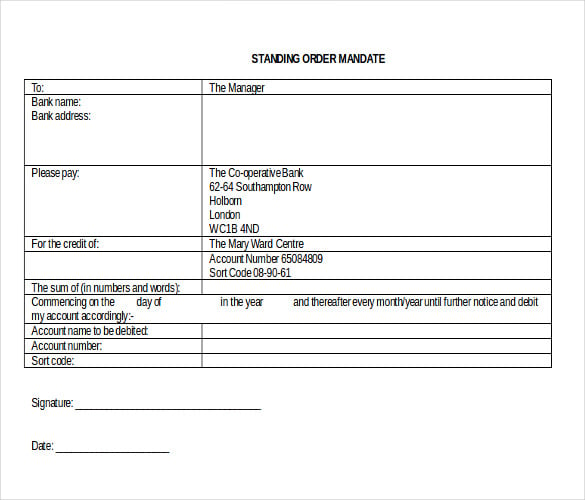 standing blank order form free template download