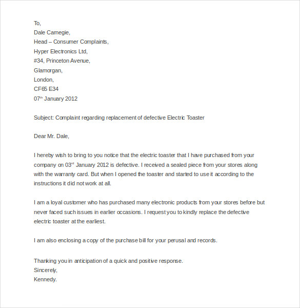 16+ Customer Complaint Letter Templates - PDF, DOC | Free ...